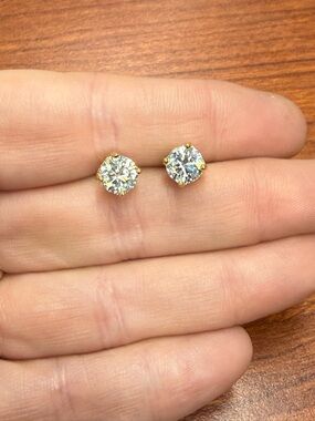 Blue Moissanite 2.4ct Round Stud Earrings - Classic Sparkle